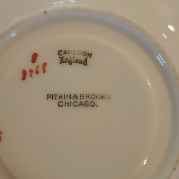 Vintage Cauldon demitasse teal accents, floral tea cup and saucer - Picture 4 of 5